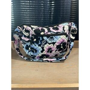 Vera Bradley Quilted Floral Shoulder Bag Purse Blue Pink Black Adjustable Strap